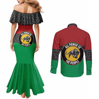 Personalized Pan African Panther Couples Matching Mermaid Dress and Long Sleeve Button Shirt All Power To The People