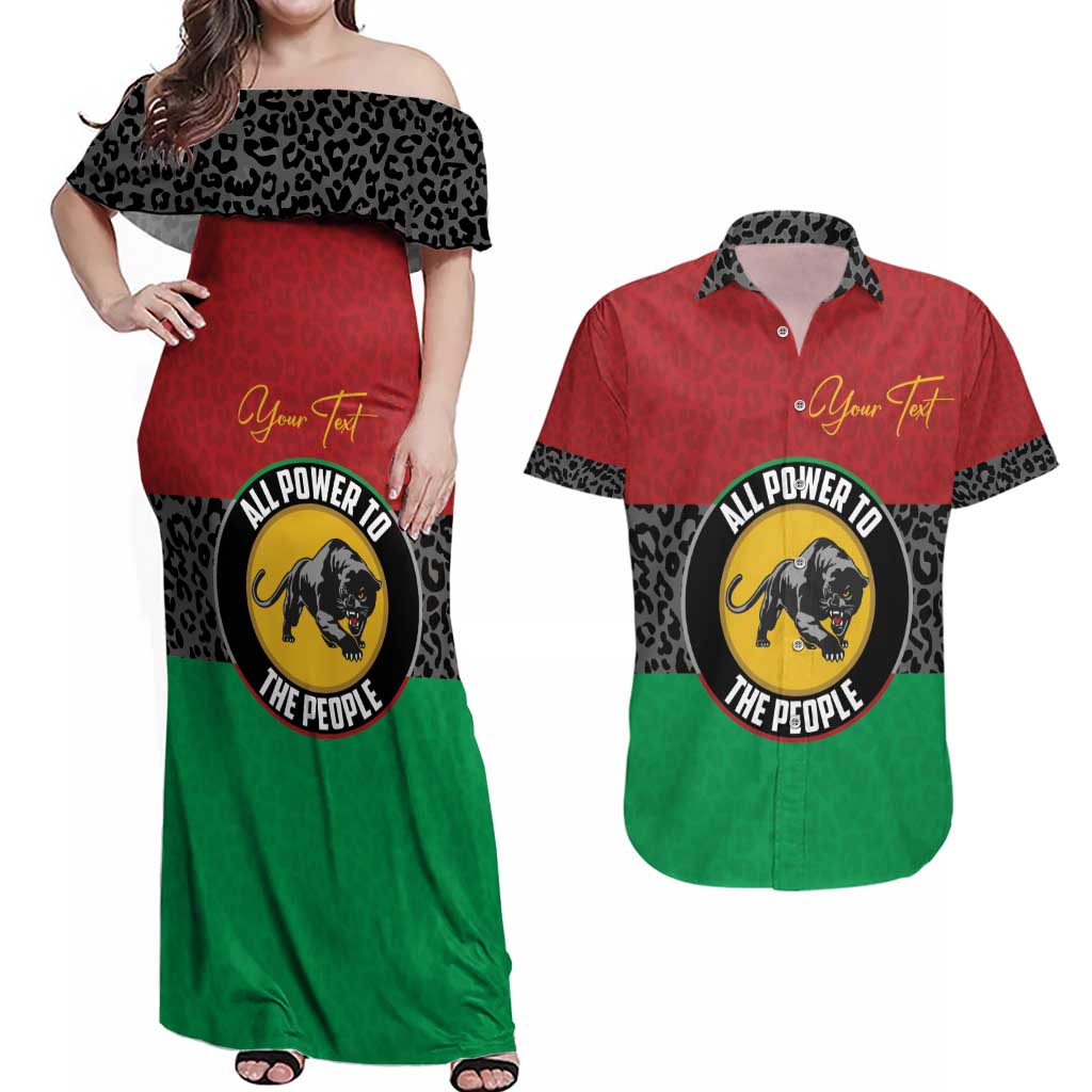 Personalized Pan African Panther Couples Matching Off Shoulder Maxi Dress and Hawaiian Shirt All Power To The People