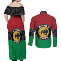 Personalized Pan African Panther Couples Matching Off Shoulder Maxi Dress and Long Sleeve Button Shirt All Power To The People