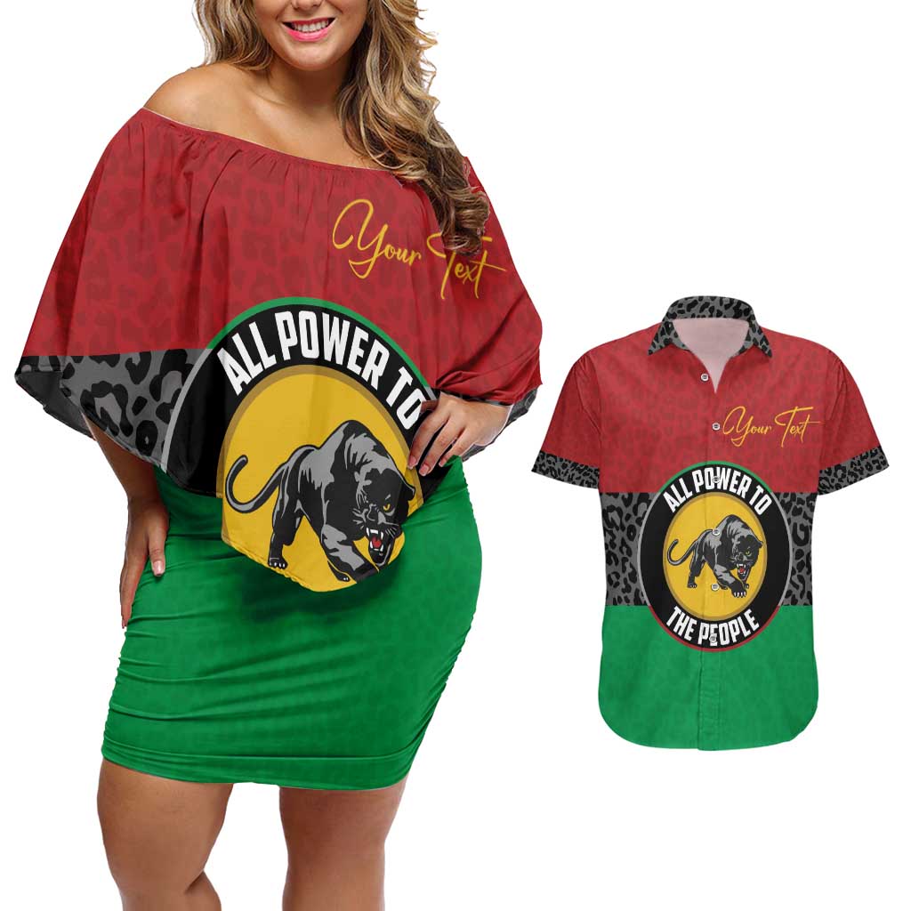 Personalized Pan African Panther Couples Matching Off Shoulder Short Dress and Hawaiian Shirt All Power To The People