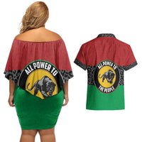 Personalized Pan African Panther Couples Matching Off Shoulder Short Dress and Hawaiian Shirt All Power To The People