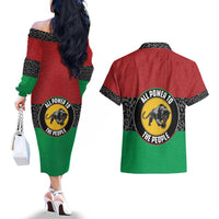 Personalized Pan African Panther Couples Matching Off The Shoulder Long Sleeve Dress and Hawaiian Shirt All Power To The People
