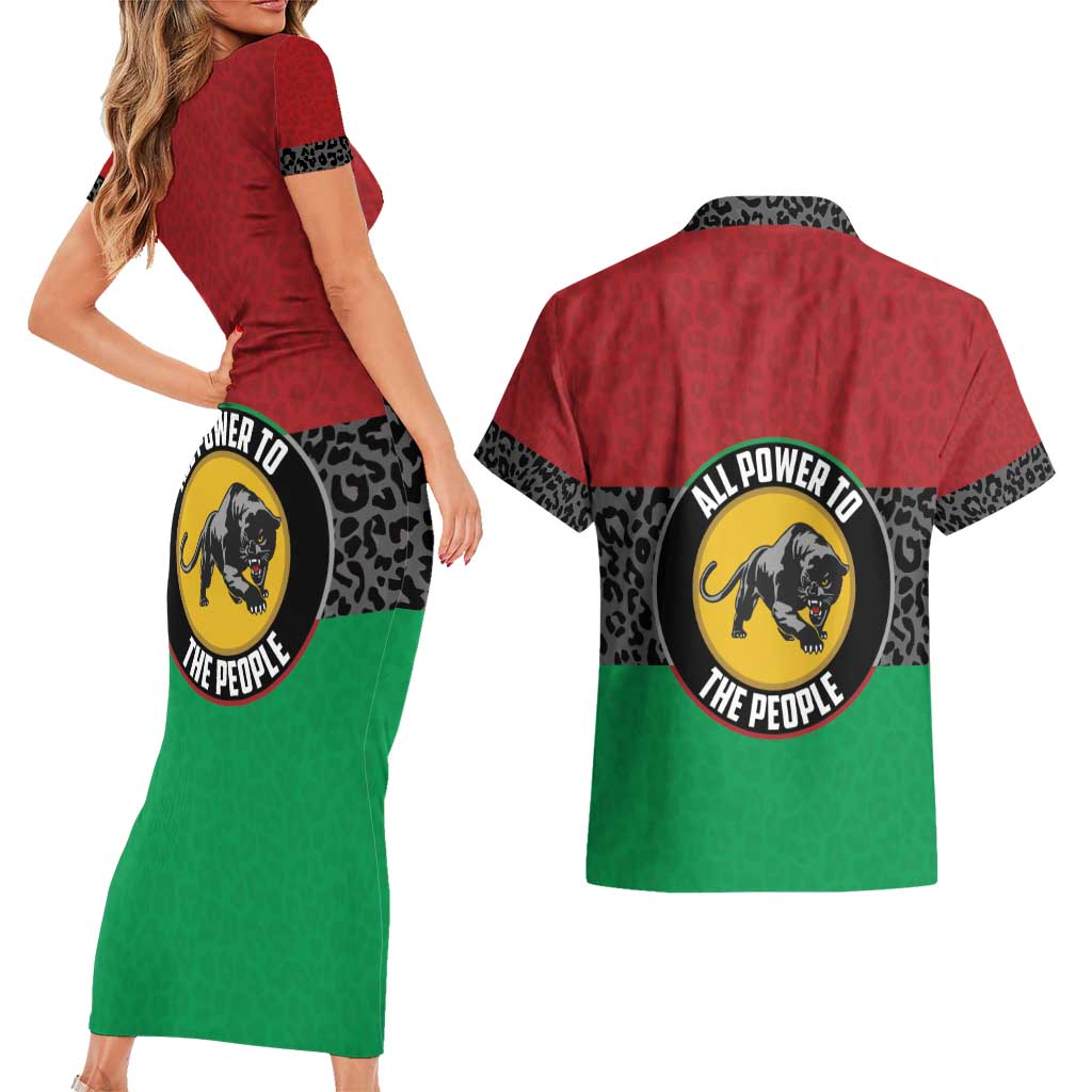 Personalized Pan African Panther Couples Matching Short Sleeve Bodycon Dress and Hawaiian Shirt All Power To The People