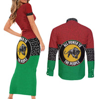 Personalized Pan African Panther Couples Matching Short Sleeve Bodycon Dress and Long Sleeve Button Shirt All Power To The People
