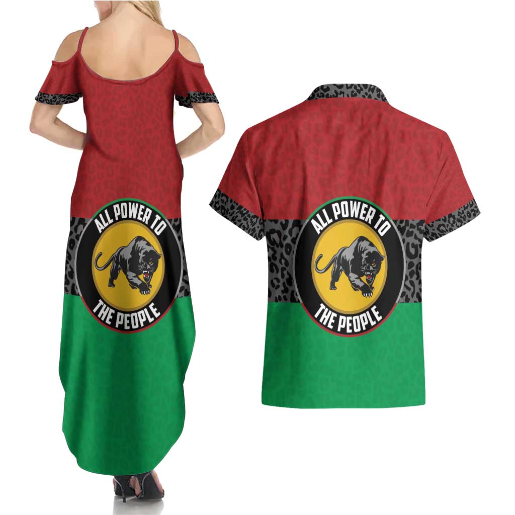 Personalized Pan African Panther Couples Matching Summer Maxi Dress and Hawaiian Shirt All Power To The People