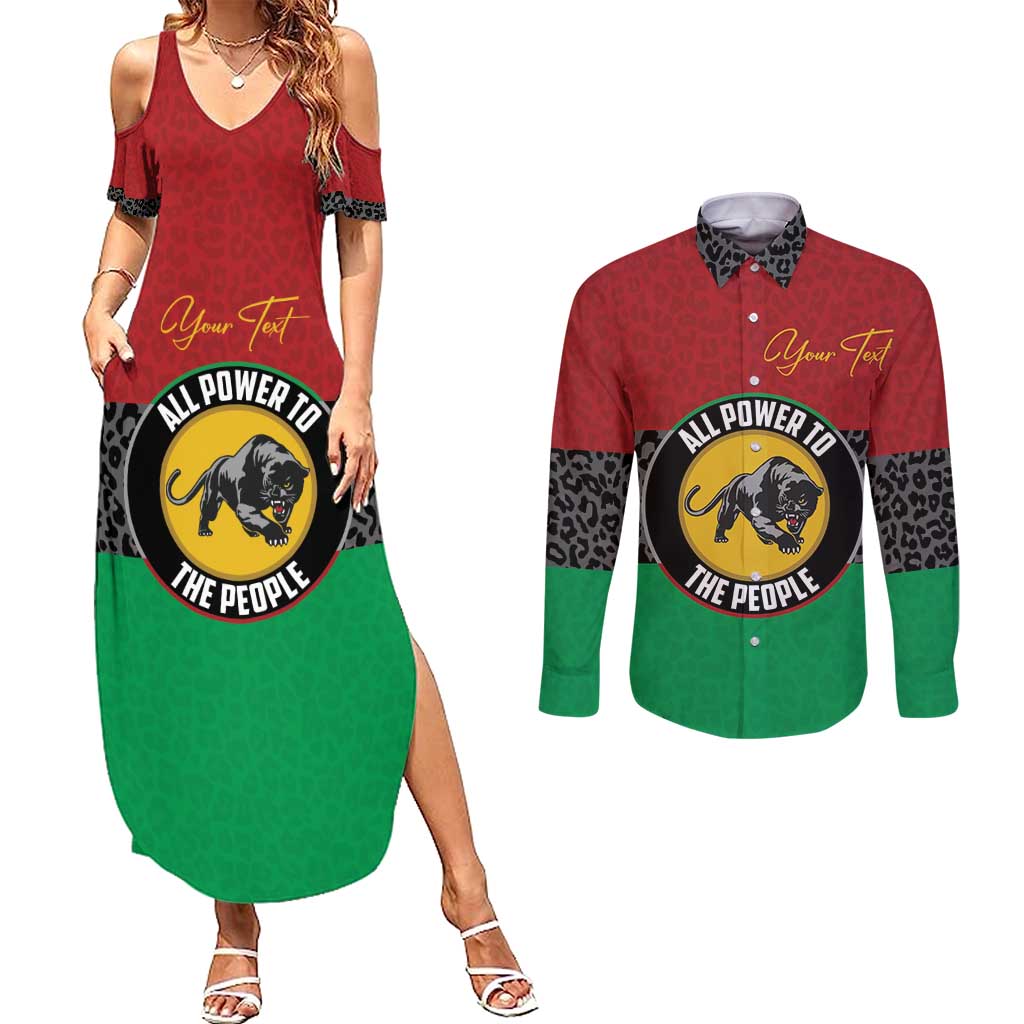 Personalized Pan African Panther Couples Matching Summer Maxi Dress and Long Sleeve Button Shirt All Power To The People