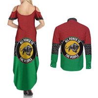 Personalized Pan African Panther Couples Matching Summer Maxi Dress and Long Sleeve Button Shirt All Power To The People