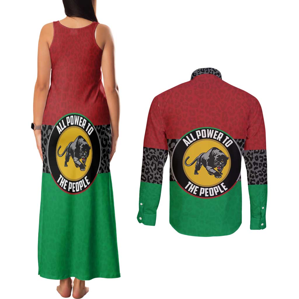 Personalized Pan African Panther Couples Matching Tank Maxi Dress and Long Sleeve Button Shirt All Power To The People