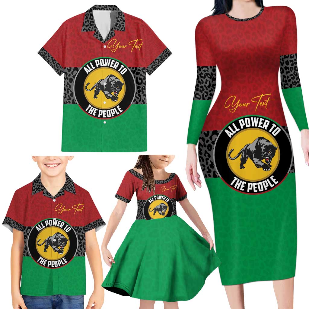 Personalized Pan African Panther Family Matching Long Sleeve Bodycon Dress and Hawaiian Shirt All Power To The People