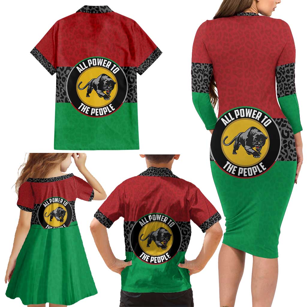 Personalized Pan African Panther Family Matching Long Sleeve Bodycon Dress and Hawaiian Shirt All Power To The People