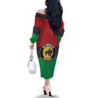 Personalized Pan African Panther Family Matching Off The Shoulder Long Sleeve Dress and Hawaiian Shirt All Power To The People