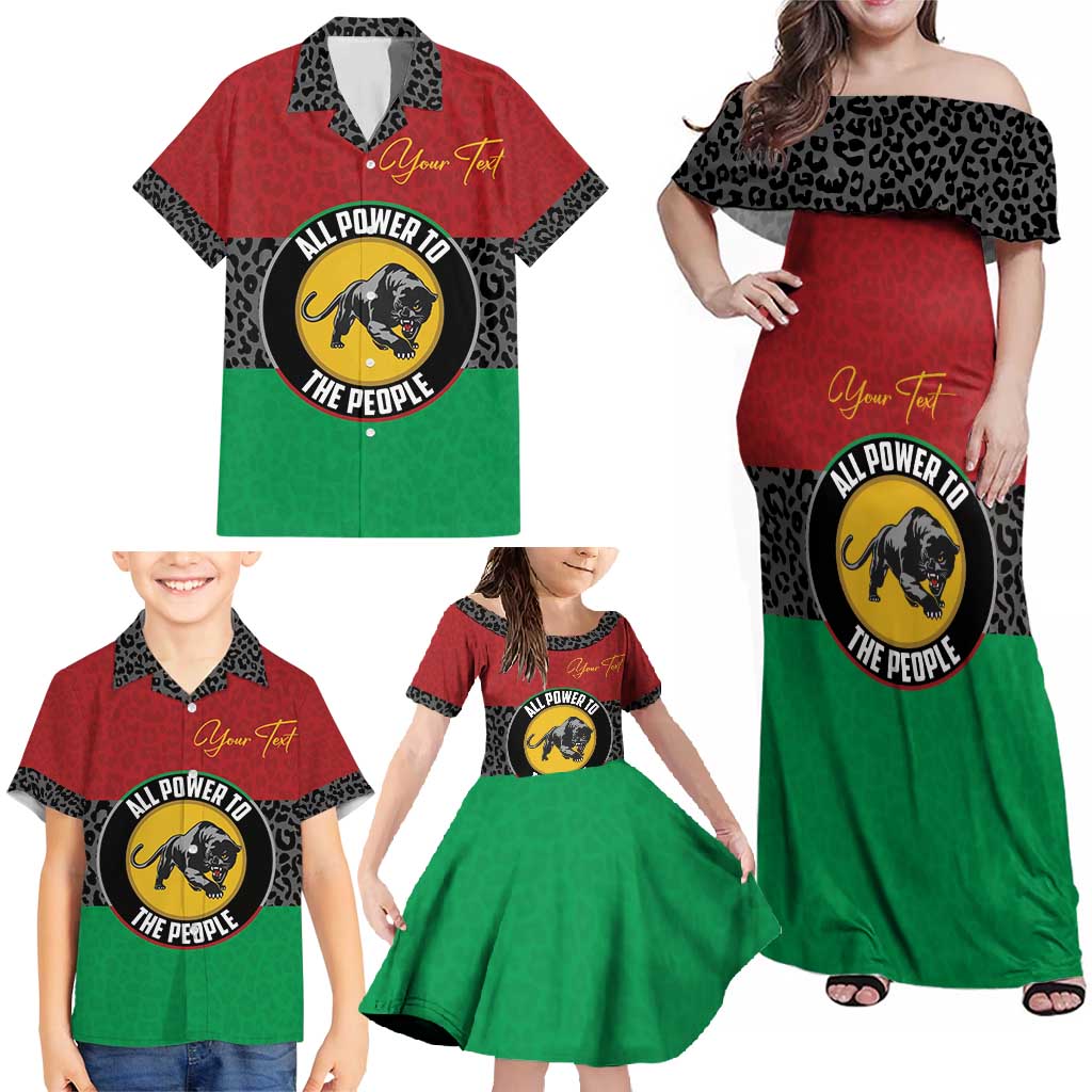 Personalized Pan African Panther Family Matching Off Shoulder Maxi Dress and Hawaiian Shirt All Power To The People