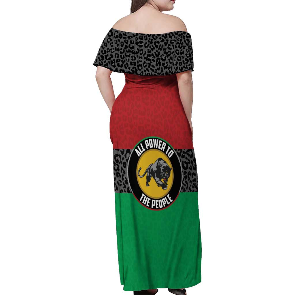 Personalized Pan African Panther Family Matching Off Shoulder Maxi Dress and Hawaiian Shirt All Power To The People