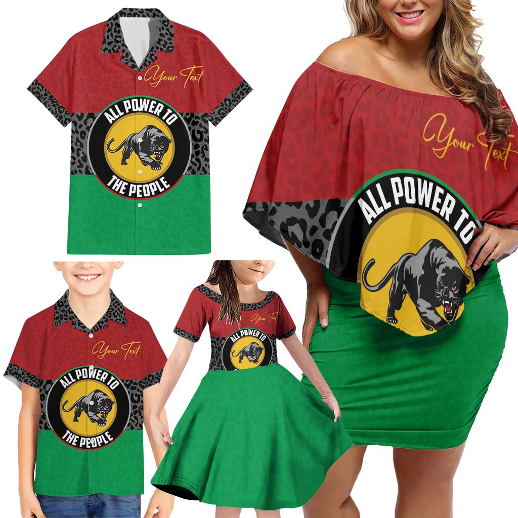 Personalized Pan African Panther Family Matching Off Shoulder Short Dress and Hawaiian Shirt All Power To The People