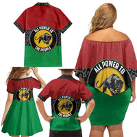 Personalized Pan African Panther Family Matching Off Shoulder Short Dress and Hawaiian Shirt All Power To The People