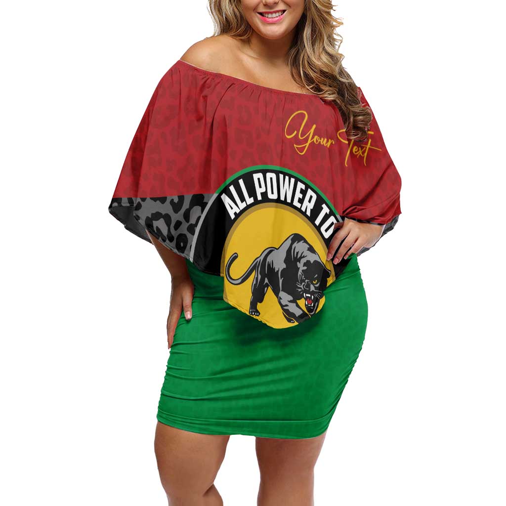 Personalized Pan African Panther Family Matching Off Shoulder Short Dress and Hawaiian Shirt All Power To The People