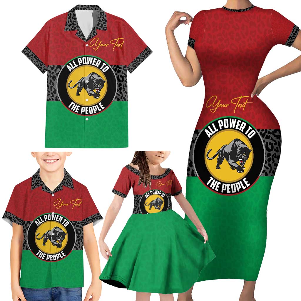 Personalized Pan African Panther Family Matching Short Sleeve Bodycon Dress and Hawaiian Shirt All Power To The People