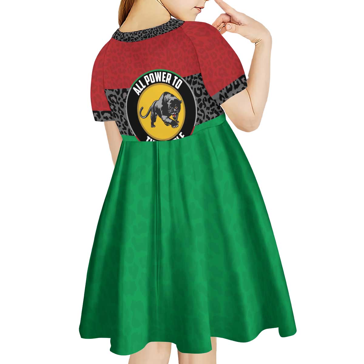 Personalized Pan African Panther Kid Short Sleeve Dress All Power To The People