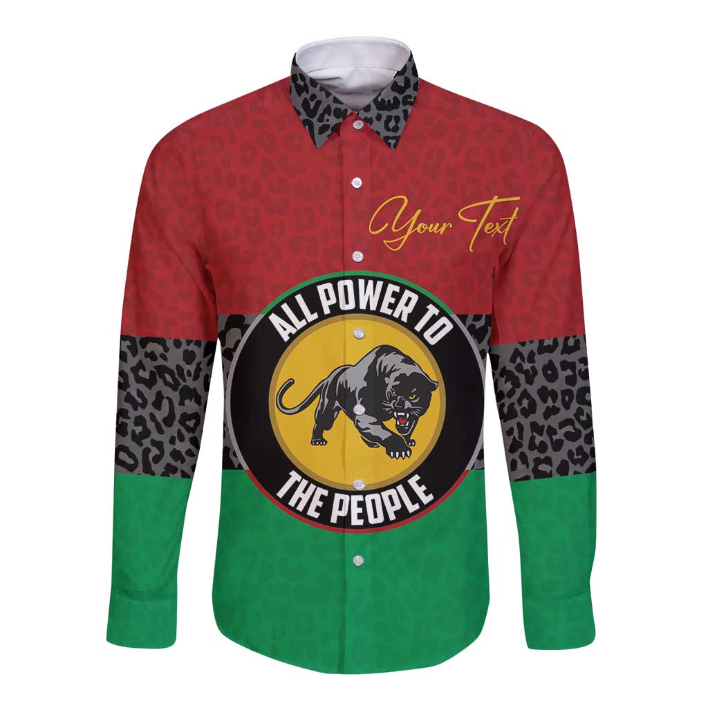 Personalized Pan African Panther Long Sleeve Button Shirt All Power To The People