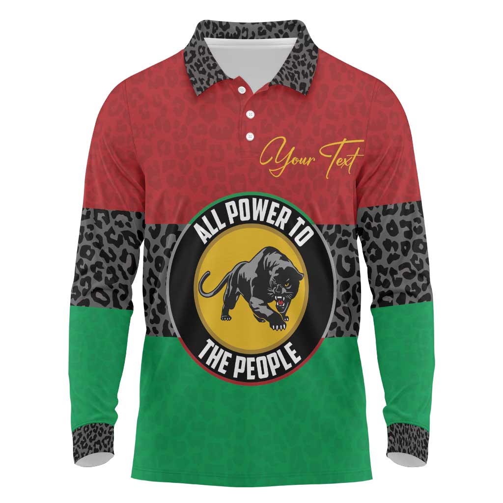 Personalized Pan African Panther Long Sleeve Polo Shirt All Power To The People