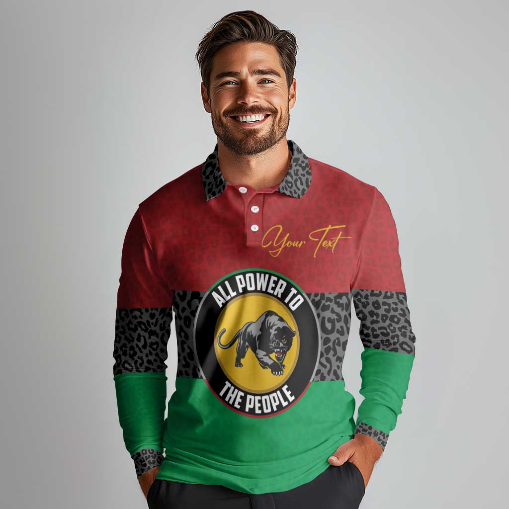 Personalized Pan African Panther Long Sleeve Polo Shirt All Power To The People