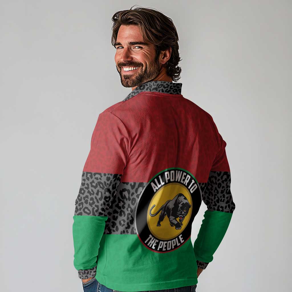 Personalized Pan African Panther Long Sleeve Polo Shirt All Power To The People