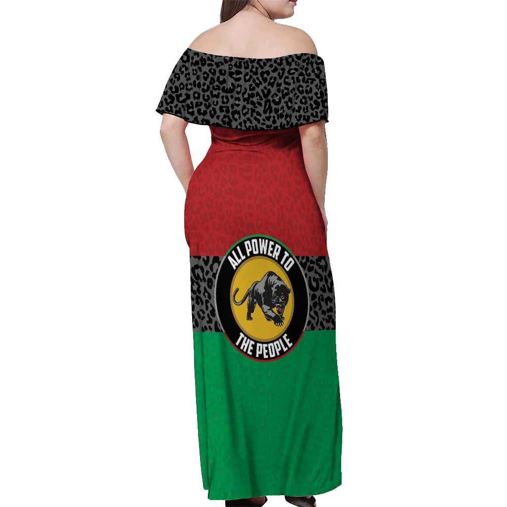 Personalized Pan African Panther Off Shoulder Maxi Dress All Power To The People