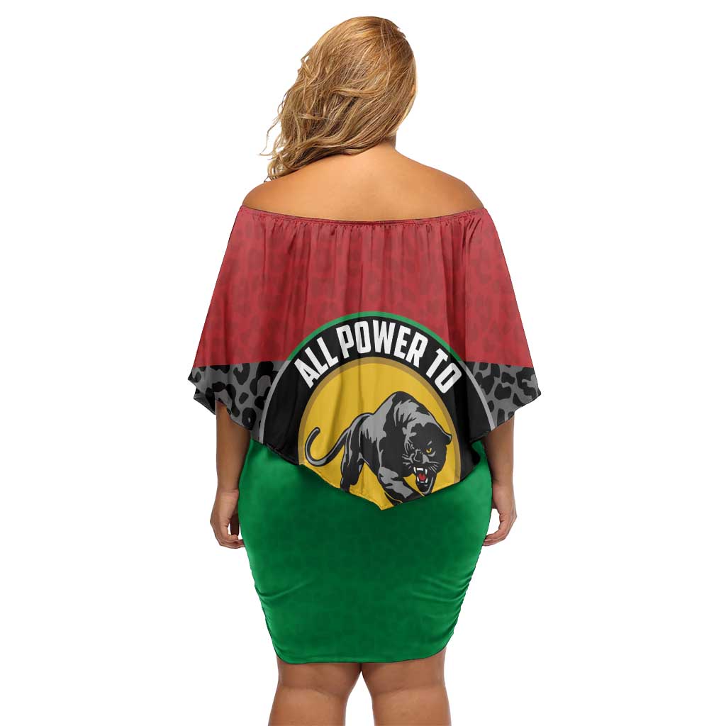 Personalized Pan African Panther Off Shoulder Short Dress All Power To The People