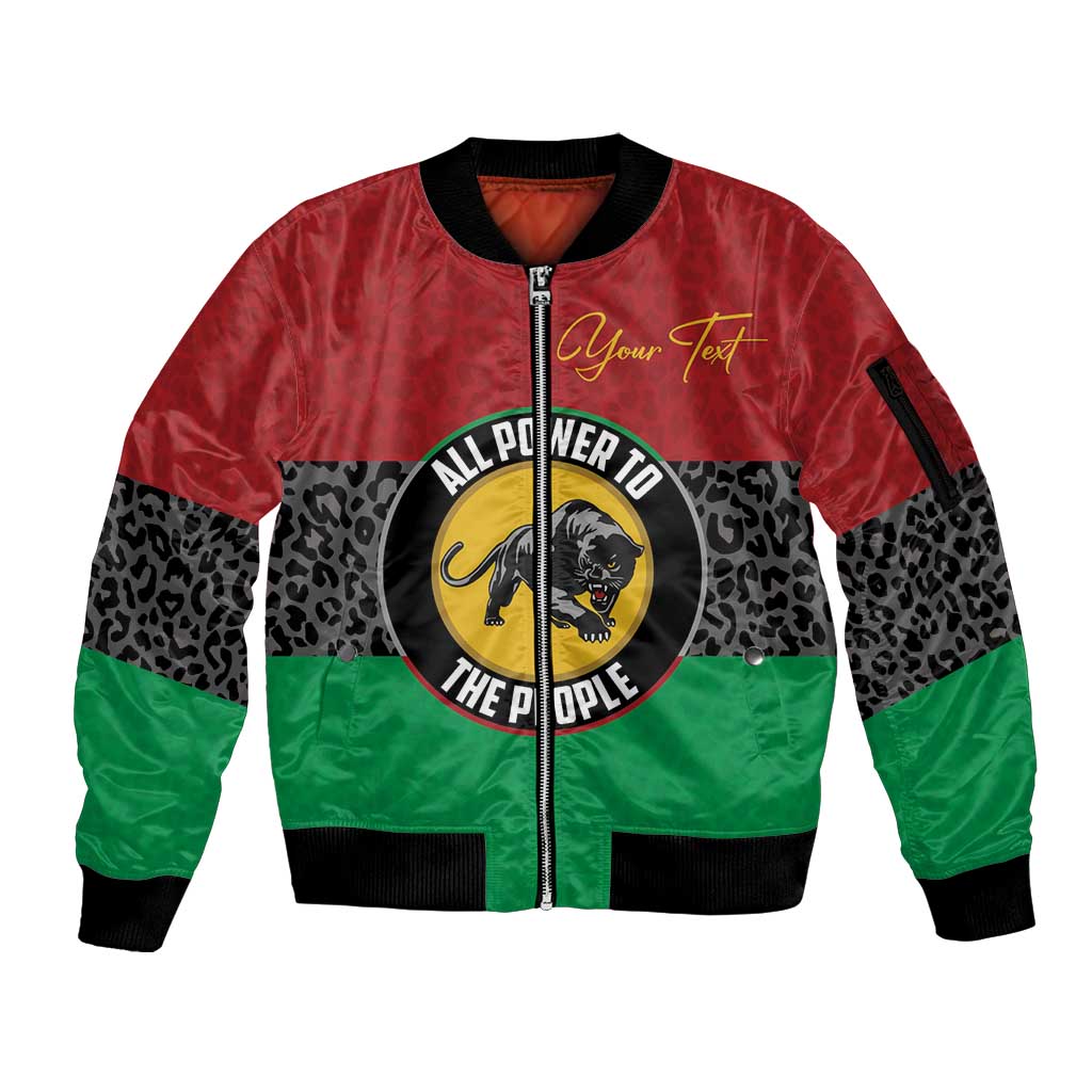 Personalized Pan African Panther Sleeve Zip Bomber Jacket All Power To The People