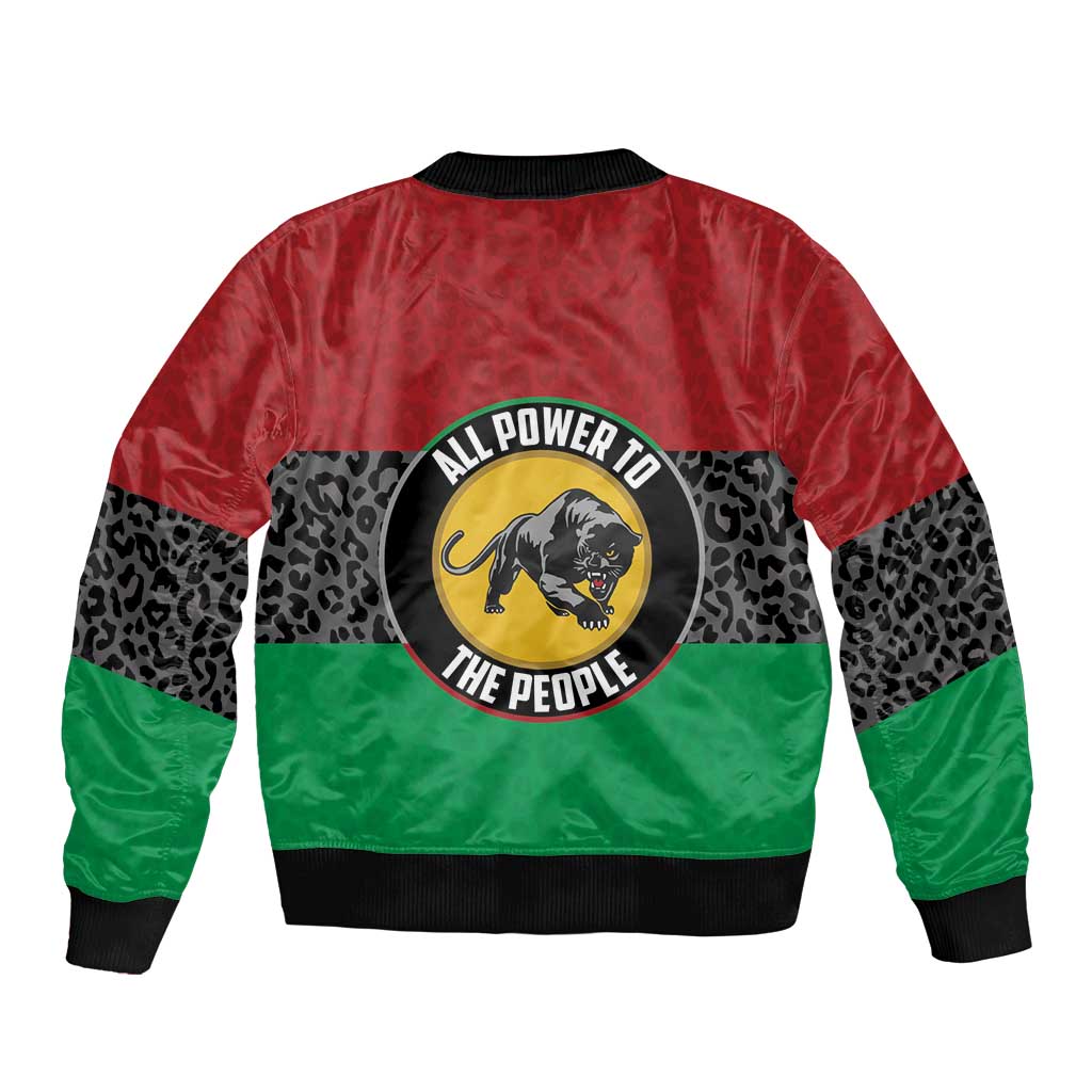 Personalized Pan African Panther Sleeve Zip Bomber Jacket All Power To The People