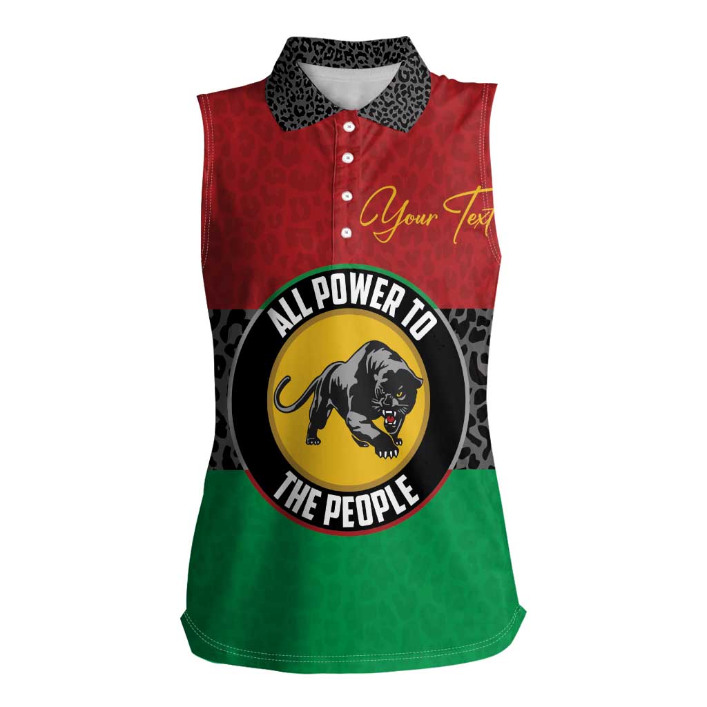 Personalized Pan African Panther Women Sleeveless Polo Shirt All Power To The People
