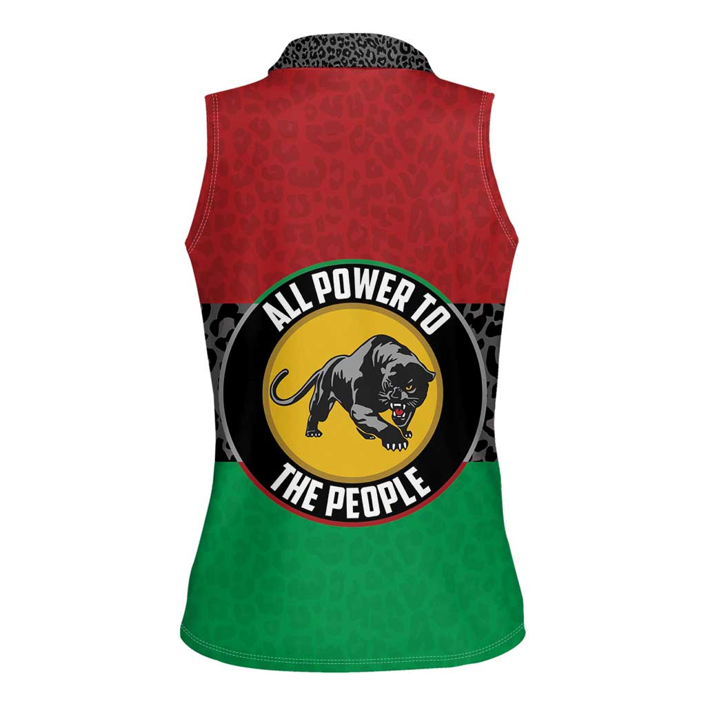 Personalized Pan African Panther Women Sleeveless Polo Shirt All Power To The People