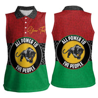 Personalized Pan African Panther Women Sleeveless Polo Shirt All Power To The People