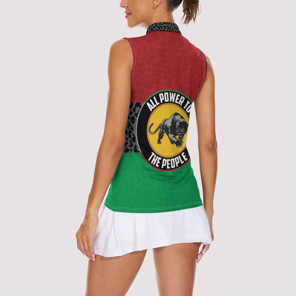 Personalized Pan African Panther Women Sleeveless Polo Shirt All Power To The People