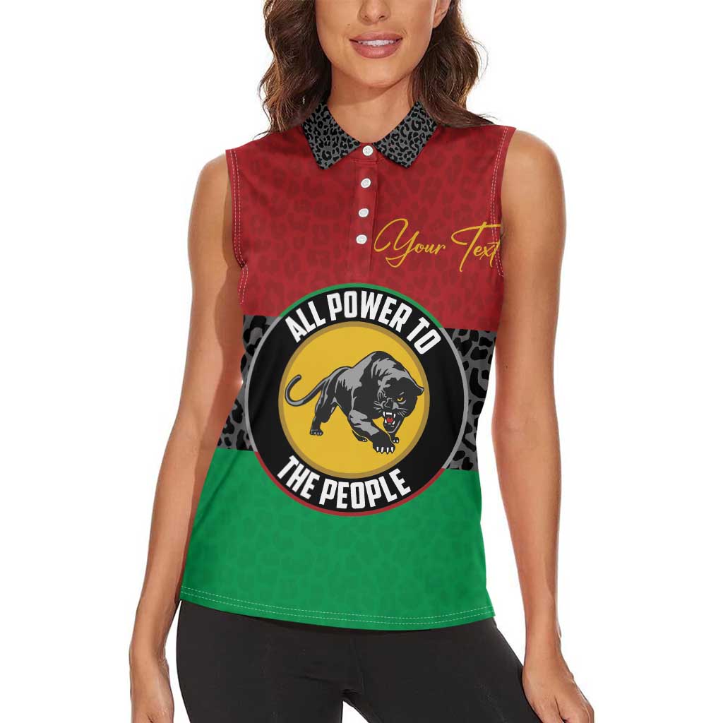 Personalized Pan African Panther Women Sleeveless Polo Shirt All Power To The People