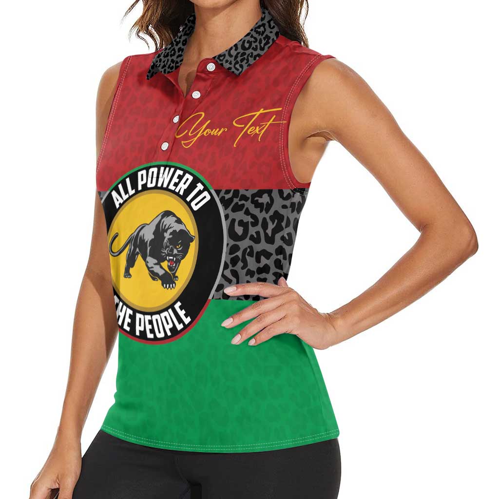 Personalized Pan African Panther Women Sleeveless Polo Shirt All Power To The People