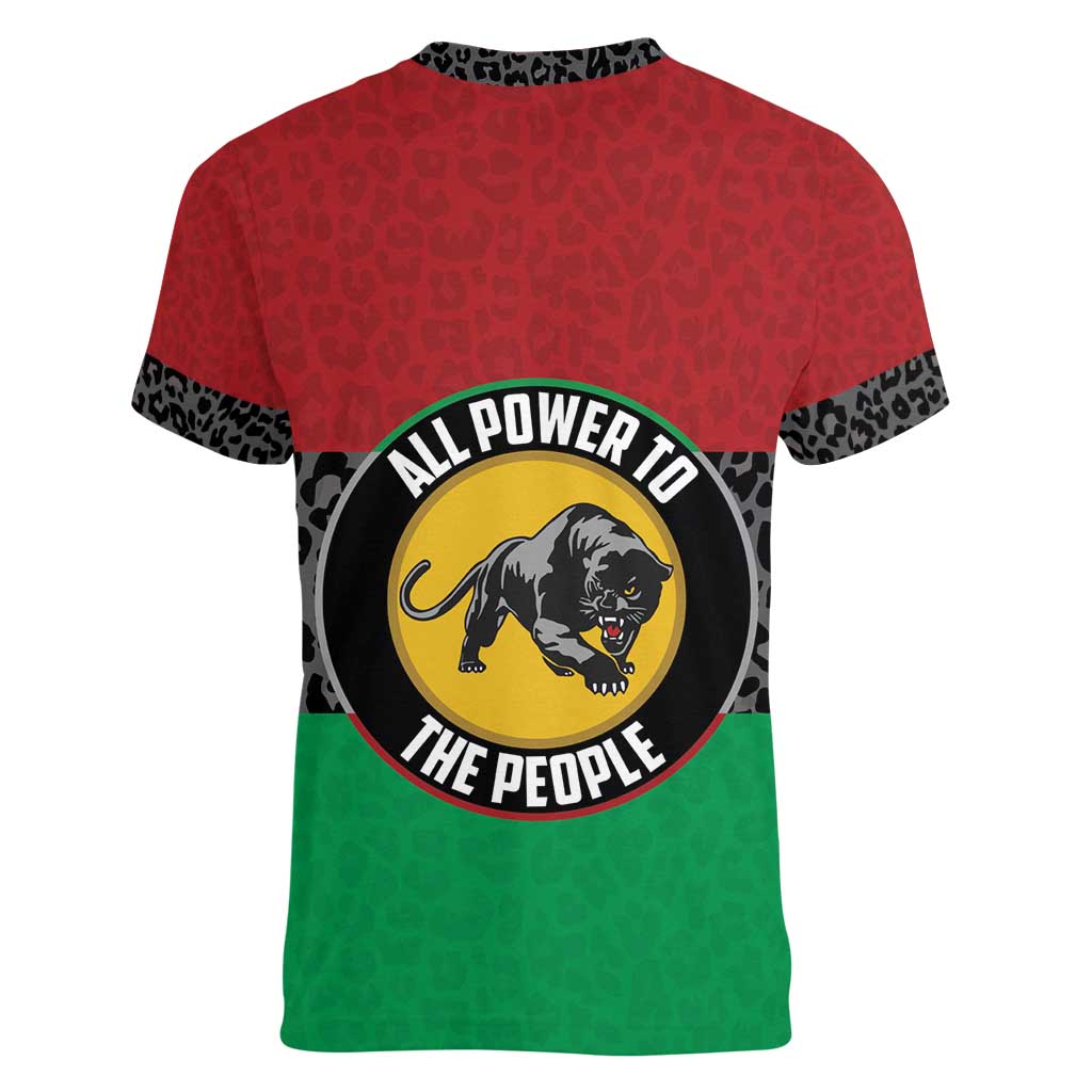 Personalized Pan African Panther Women V-Neck T-Shirt All Power To The People