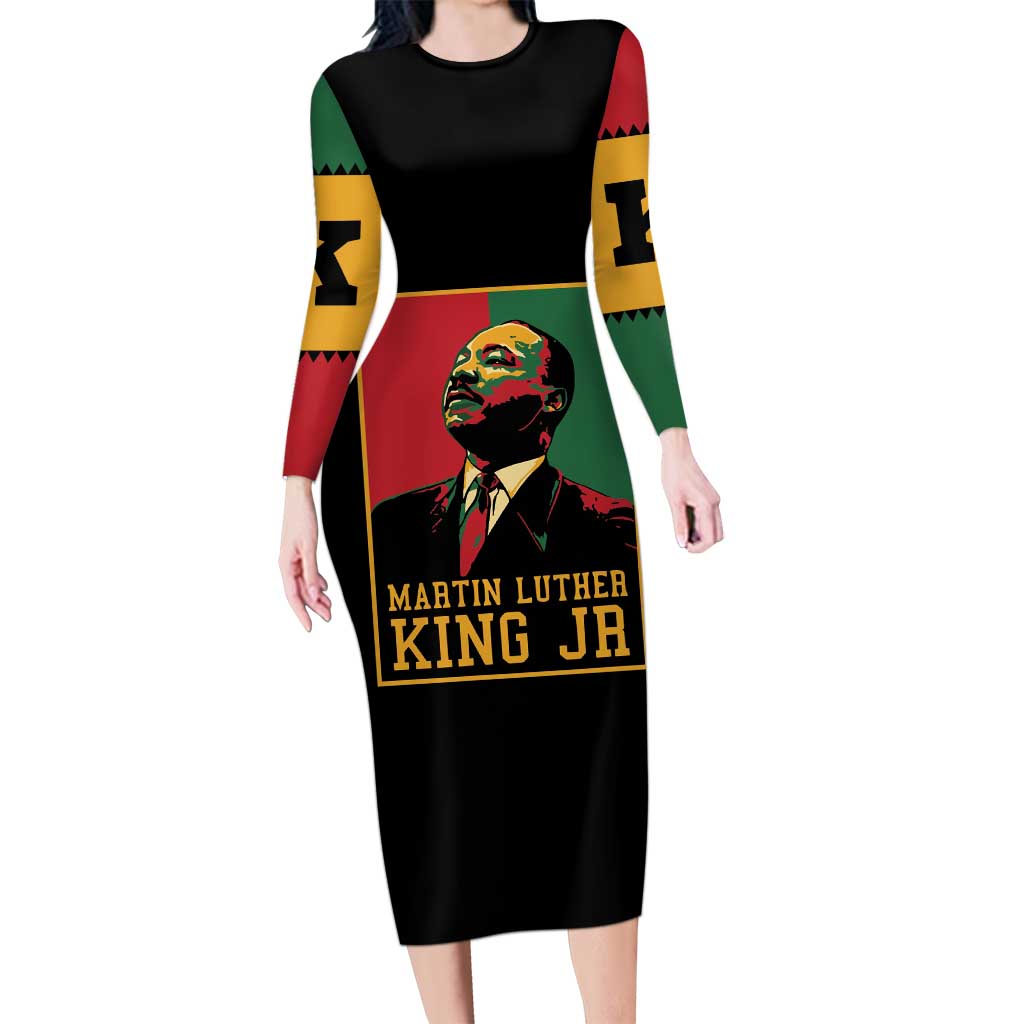 Martin Luther King Jr Family Matching Long Sleeve Bodycon Dress and Hawaiian Shirt Retro Style