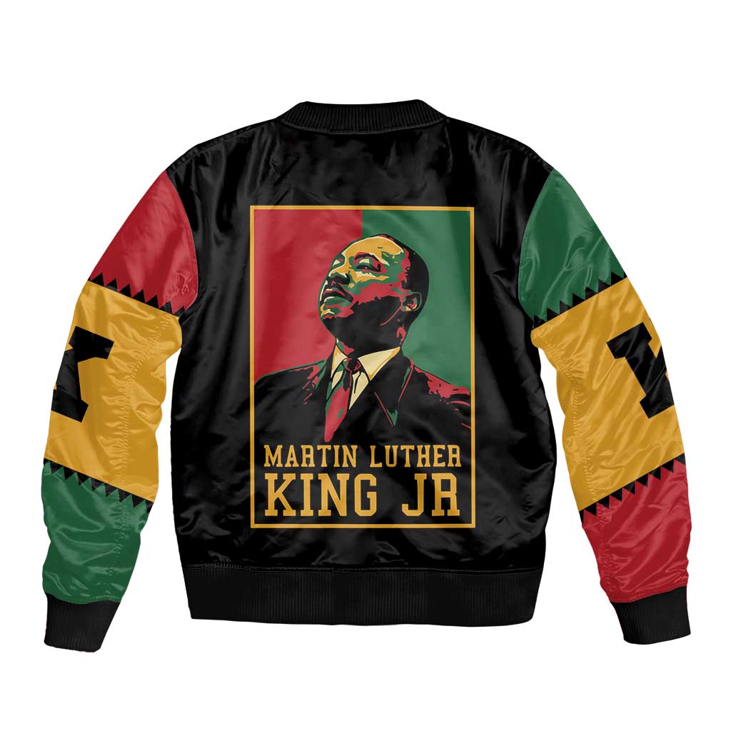Martin Luther King Jr Sleeve Zip Bomber Jacket Retro Style