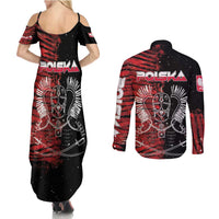 Polish Hussars Polska Couples Matching Summer Maxi Dress and Long Sleeve Button Shirt Poland Coat of Arms