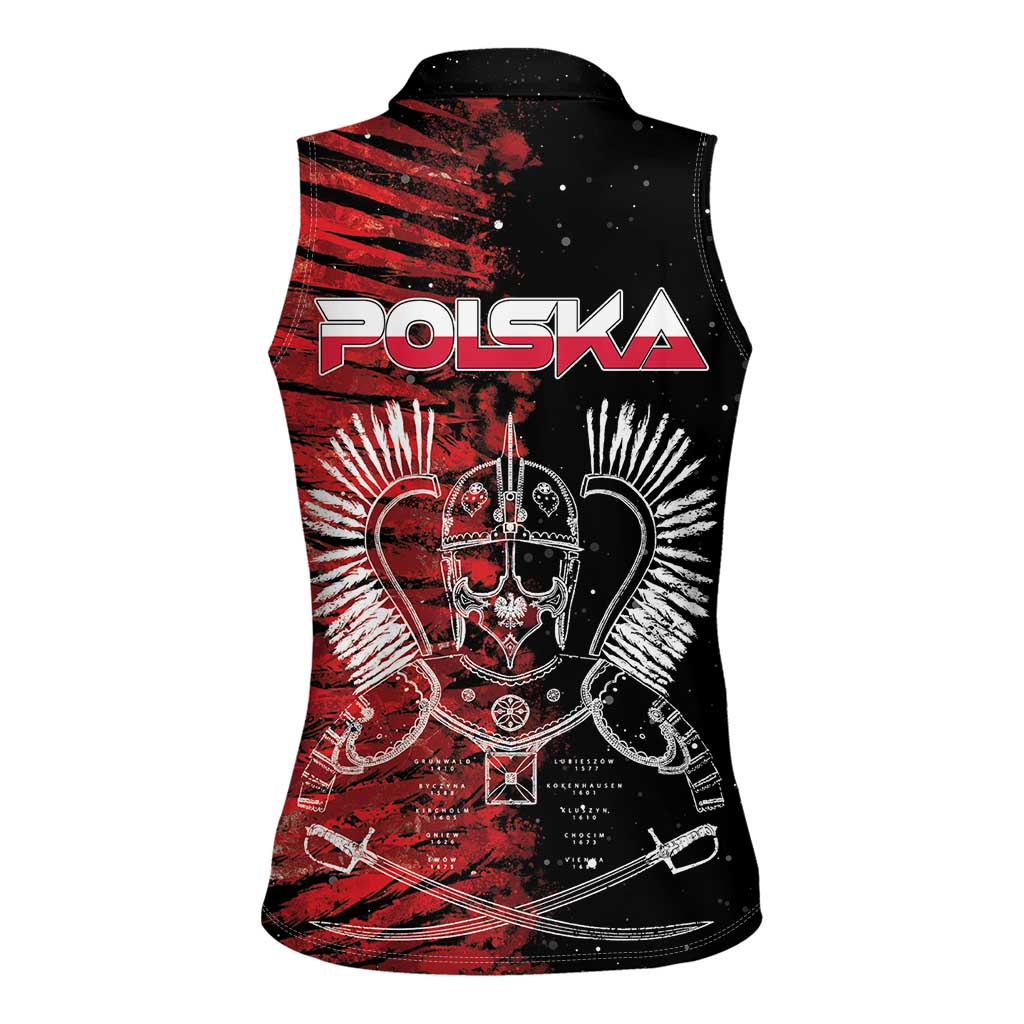 Polish Hussars Polska Women Sleeveless Polo Shirt Poland Coat of Arms