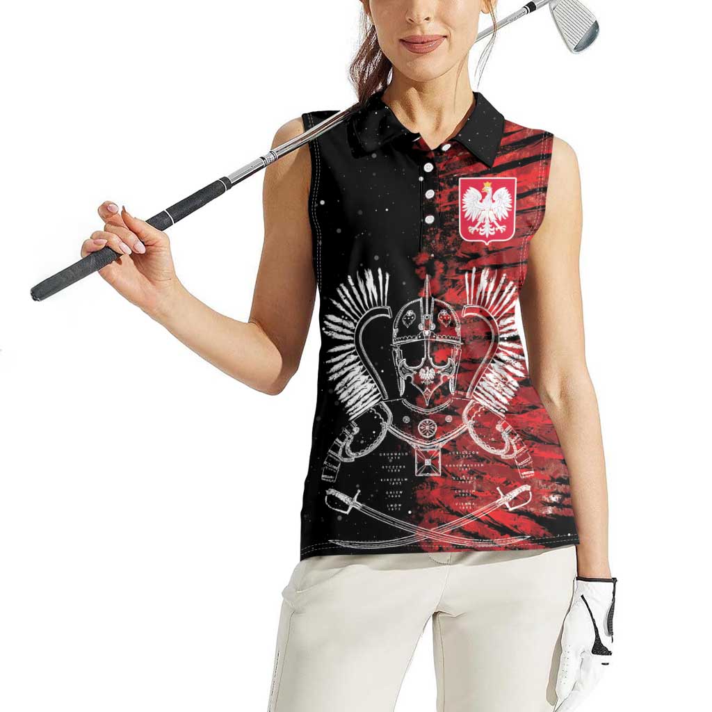 Polish Hussars Polska Women Sleeveless Polo Shirt Poland Coat of Arms