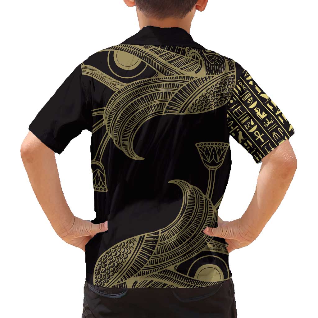 African Family Matching Off Shoulder Maxi Dress and Hawaiian Shirt Horus Eyes Egyptian God