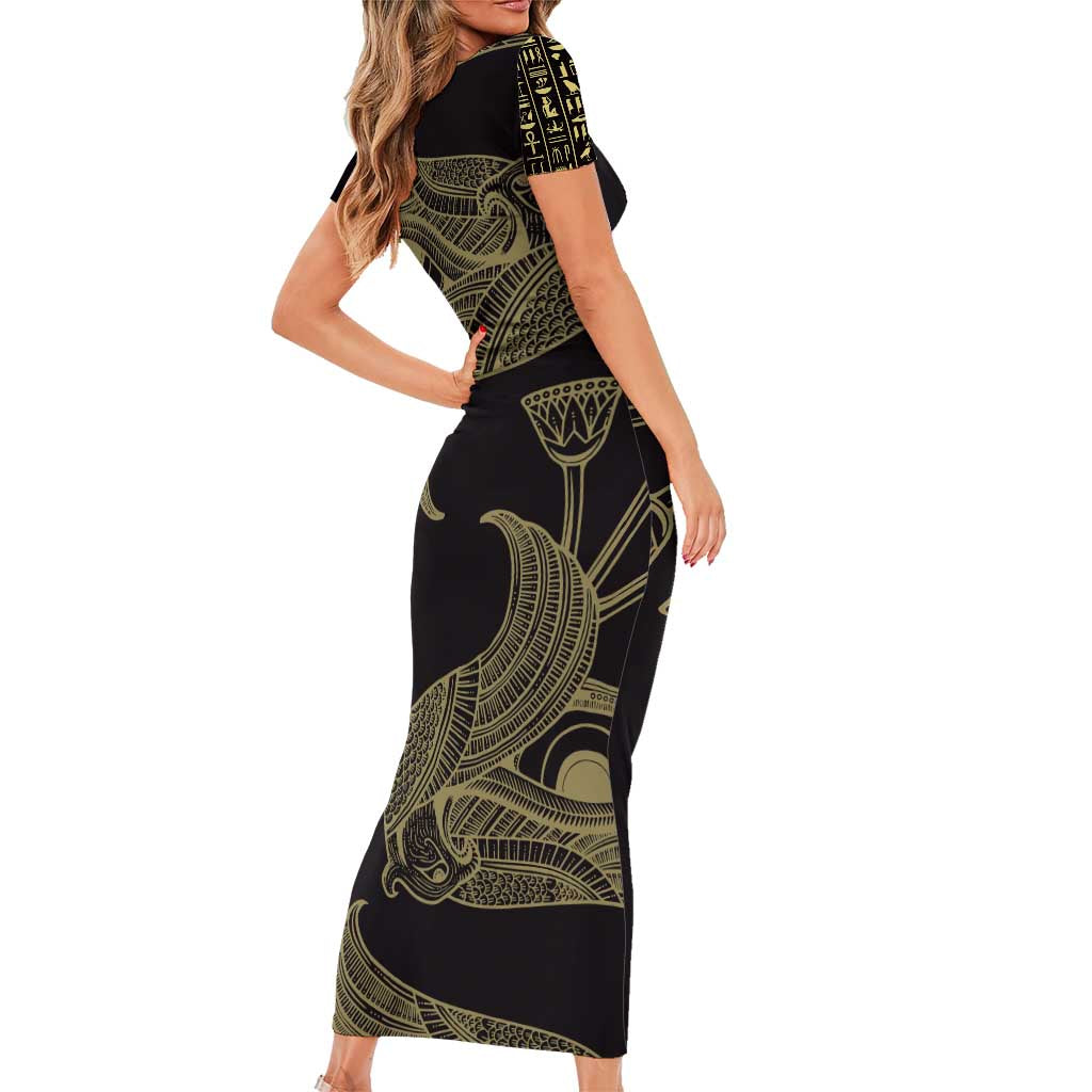 African Family Matching Short Sleeve Bodycon Dress and Hawaiian Shirt Horus Eyes Egyptian God
