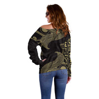 African Off Shoulder Sweater Horus Eyes Egyptian God