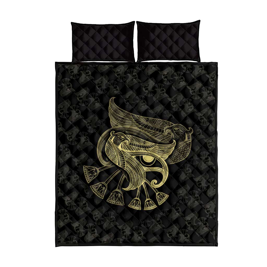 African Quilt Bed Set Horus Eyes Egyptian God
