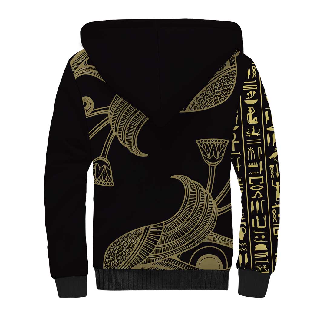 African Sherpa Hoodie Horus Eyes Egyptian God