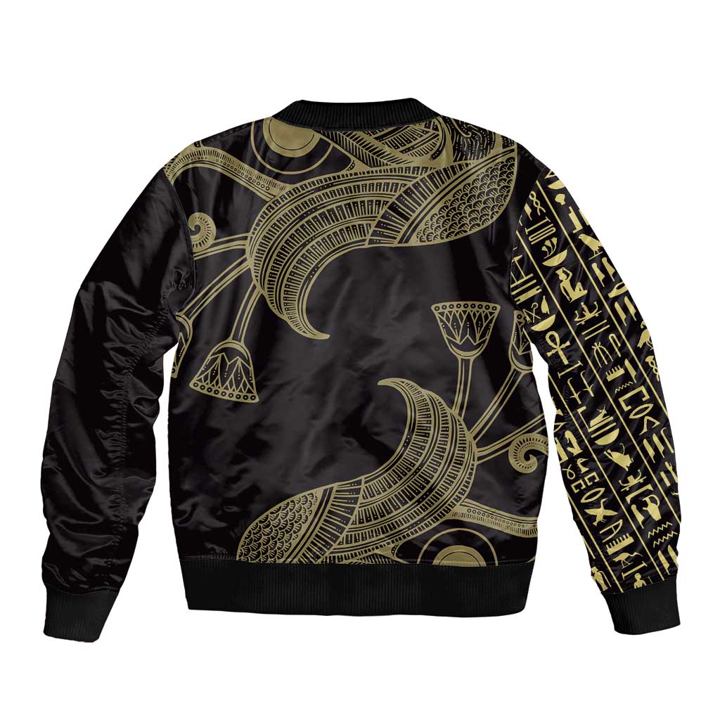 African Sleeve Zip Bomber Jacket Horus Eyes Egyptian God
