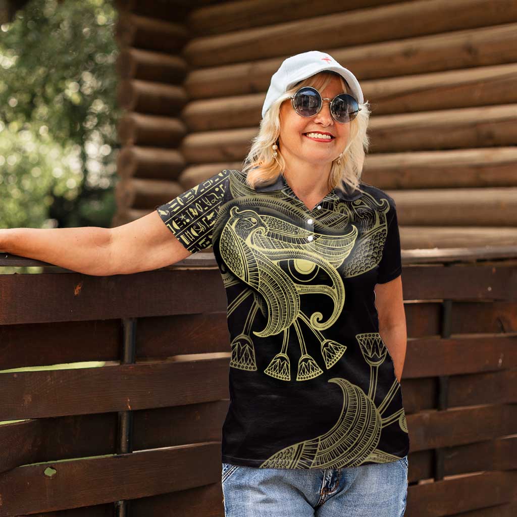 African Women Polo Shirt Horus Eyes Egyptian God