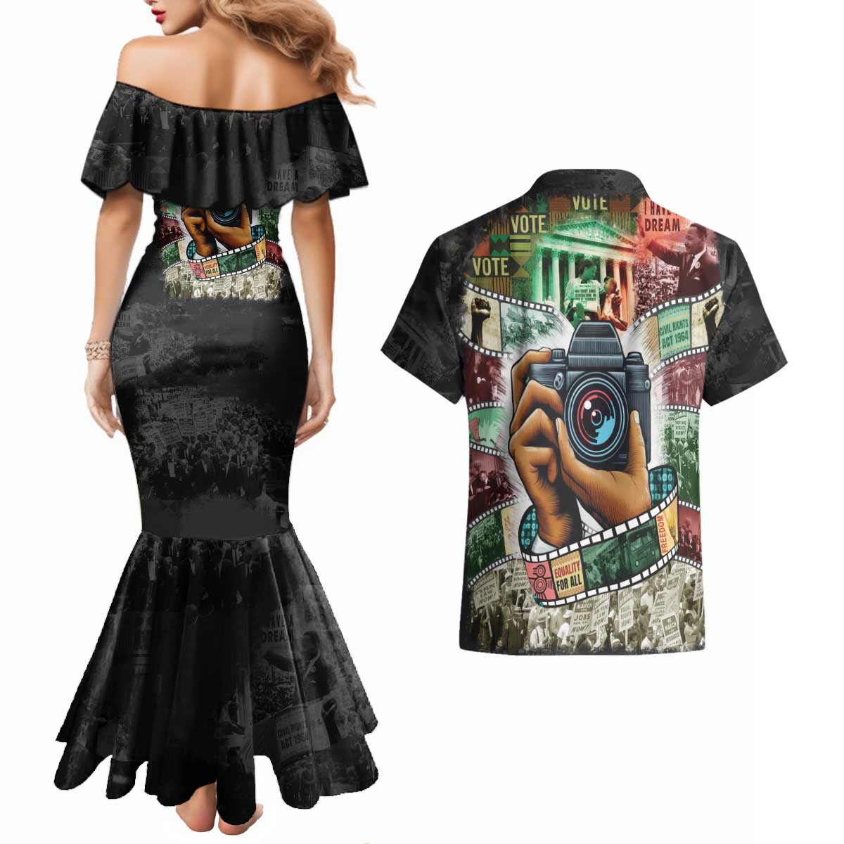Heritage in Frames Civil Rights Leaders Couples Matching Mermaid Dress and Hawaiian Shirt African-American Photography - Wonder Print Shop